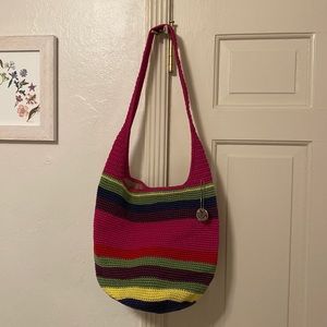 The Sak Crochet Bucket Bag Colorful Striped